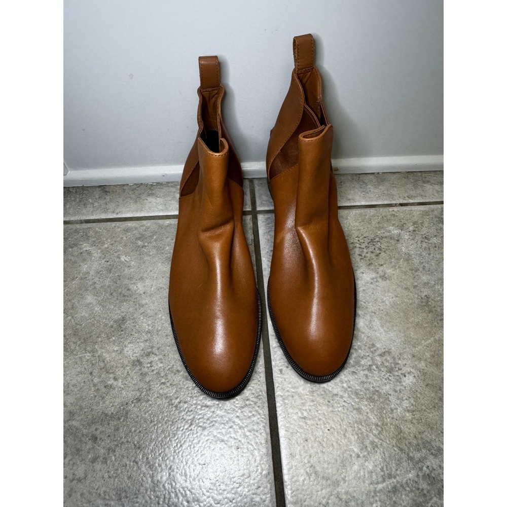 Cole Haan Women Tan Leather Chelsea Ankle Boots Side Zip Block Heel Size 6